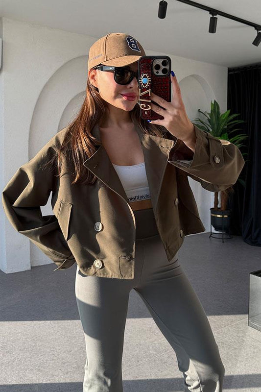 Nissou Haki Kısa Trençkot