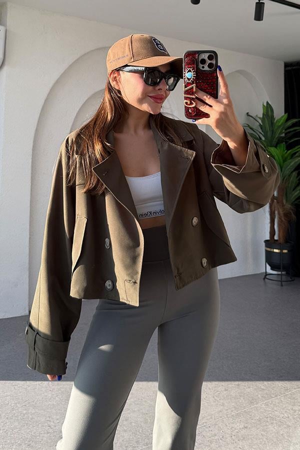 Nissou Haki Kısa Trençkot