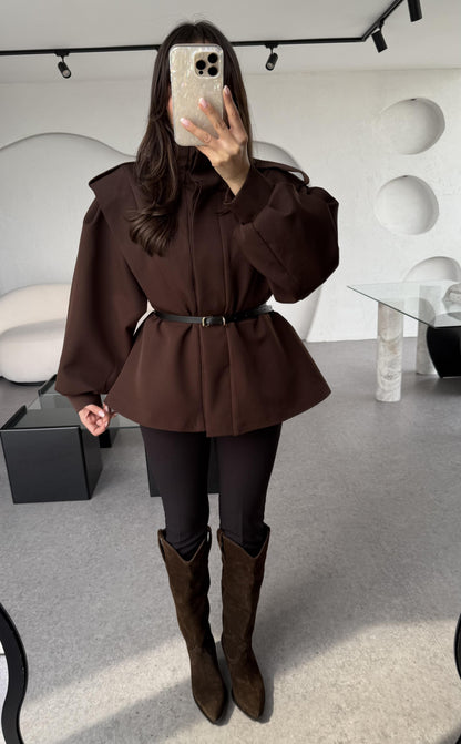 Oriana Acı Kahve Vatkalı Tasarım Ceket