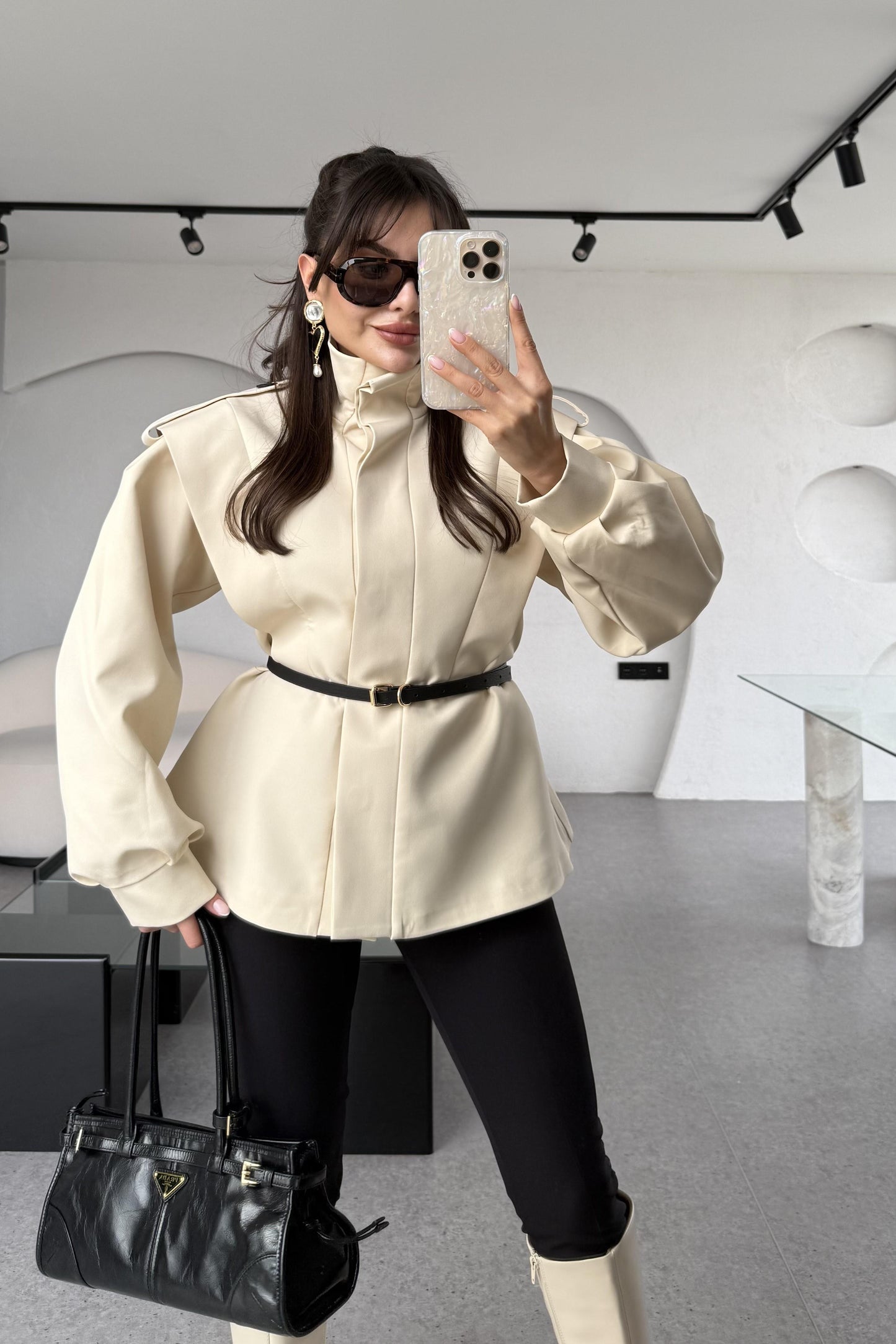 Oriana Krem Vatkalı Tasarım Ceket