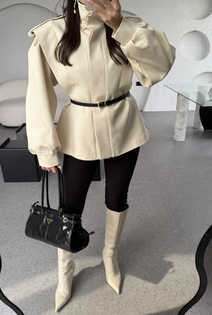 Oriana Krem Vatkalı Tasarım Ceket