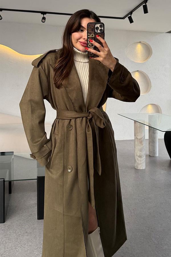 Phalen Haki Süet Trençkot