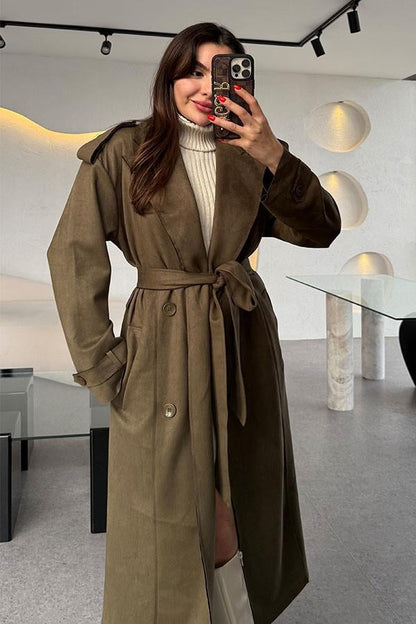 Phalen Haki Süet Trençkot