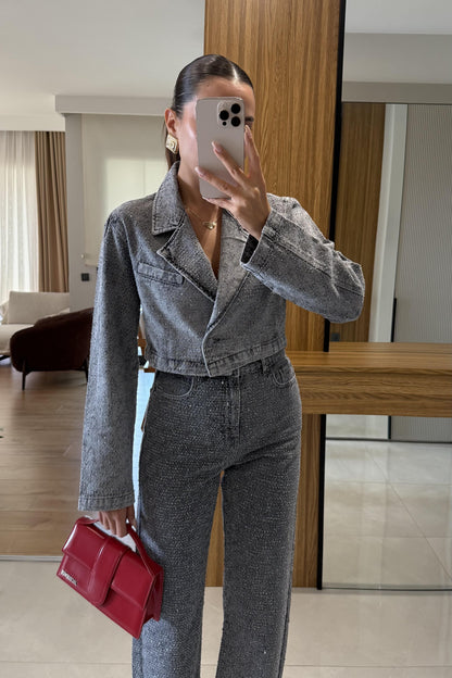 Rigelia Dokulu Taşlı Ceket