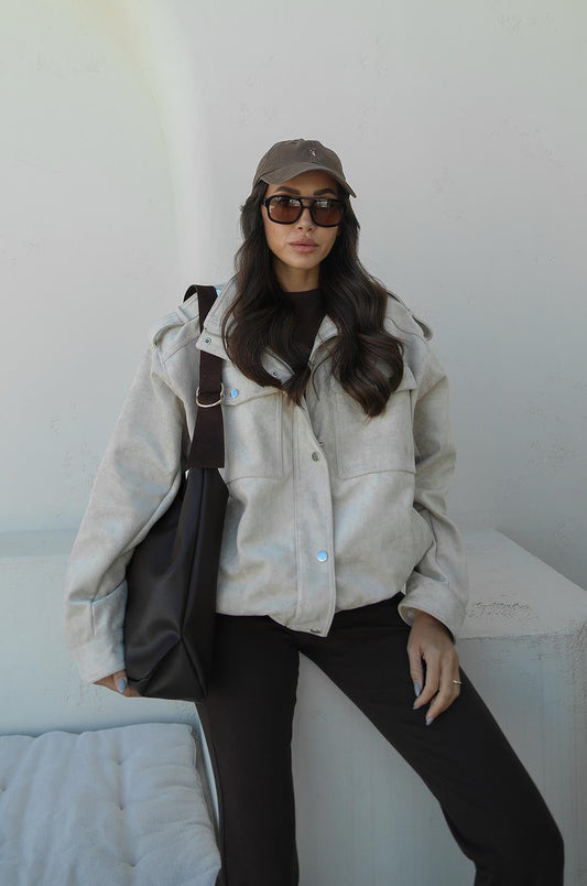 TAŞ RENGI PREMIUM FABRIC DERI SÜET CEKET